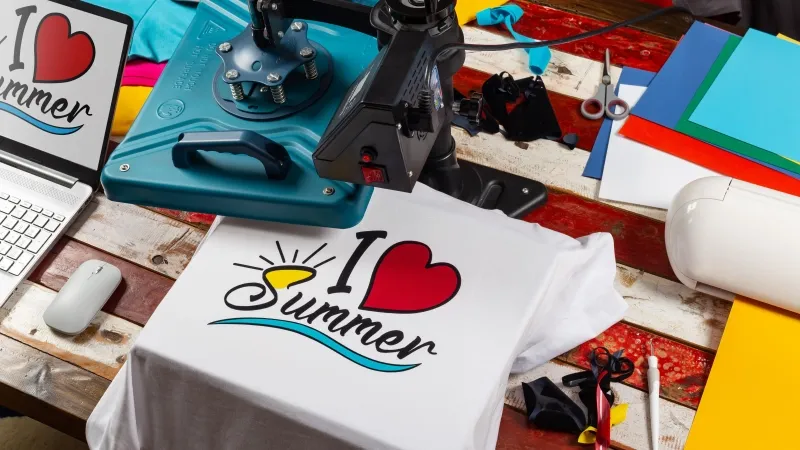 textilveredelung mit flex flock und dtf druck auf t-shirt